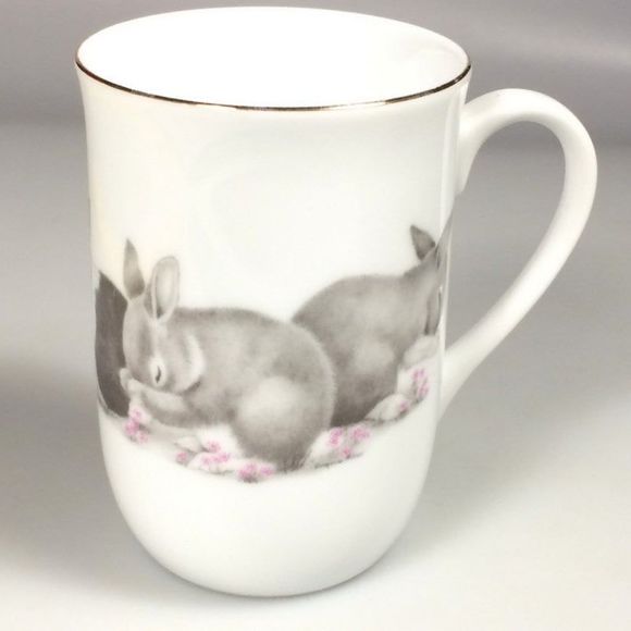 Bunny Rabbit coffee mug Vintage Otagiri porcelain cup OMC Easter - Picture 2 of 10